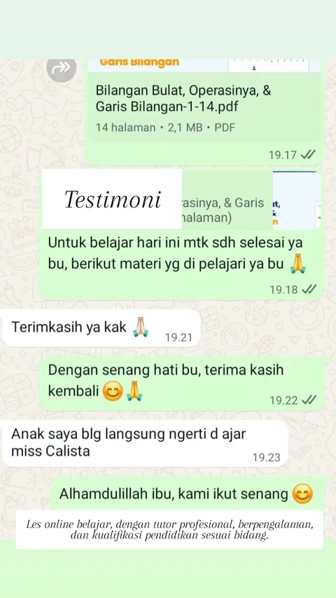 Testimonial pelanggan LOBE melalui percakapan WhatsApp 3